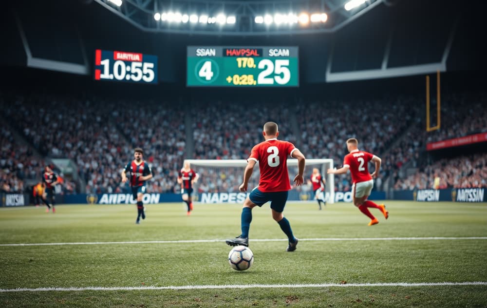 Fotballkamp med Asian handicap odds på en digital resultattavle