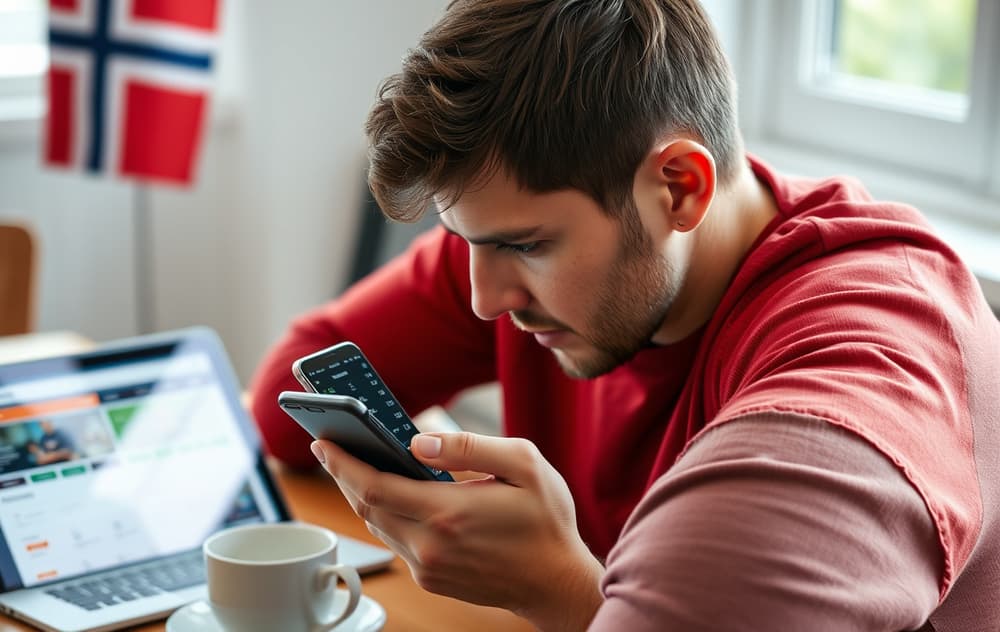 Norsk spiller sammenligner odds på ny bettingside via mobil og PC