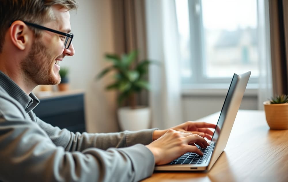 Person som ser på uttaksbekreftelse på laptop – casino uten omsetningskrav