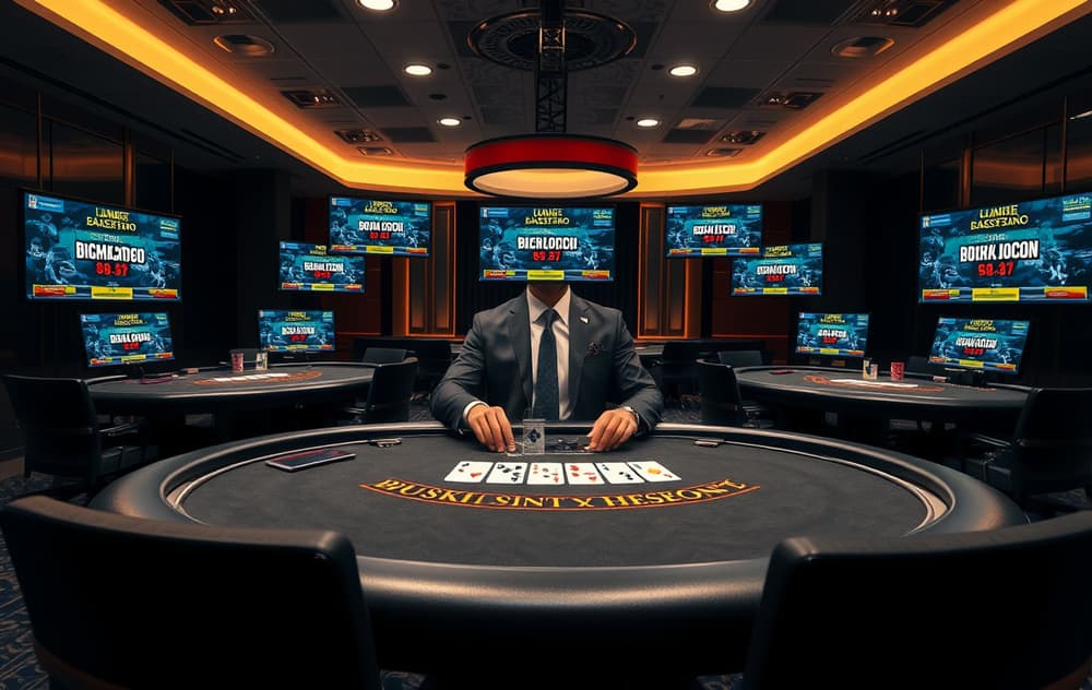 Live casino med ekte dealer ved blackjack-bord i studio