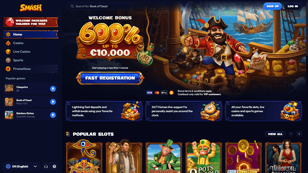 Smash Casino sportsbook på mobil