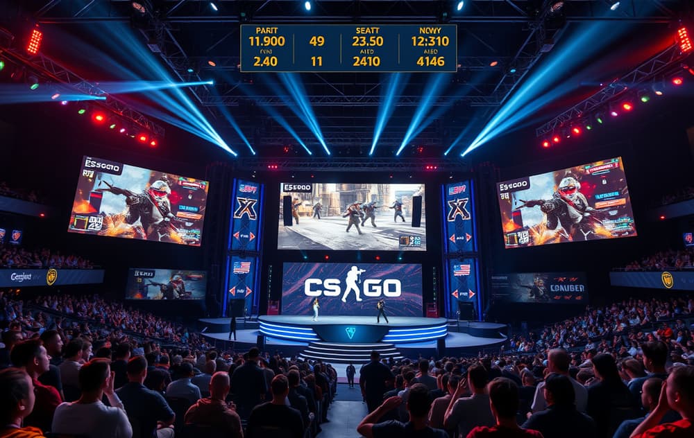 Stemning fra en CS:GO-turnering med bettingodds på skjermen.