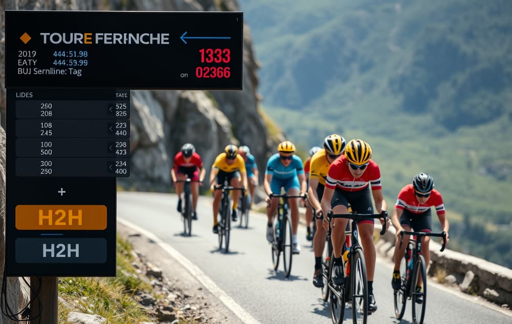 Sykling betting – odds board foran Tour de France-ryttere i en klatreetappe.