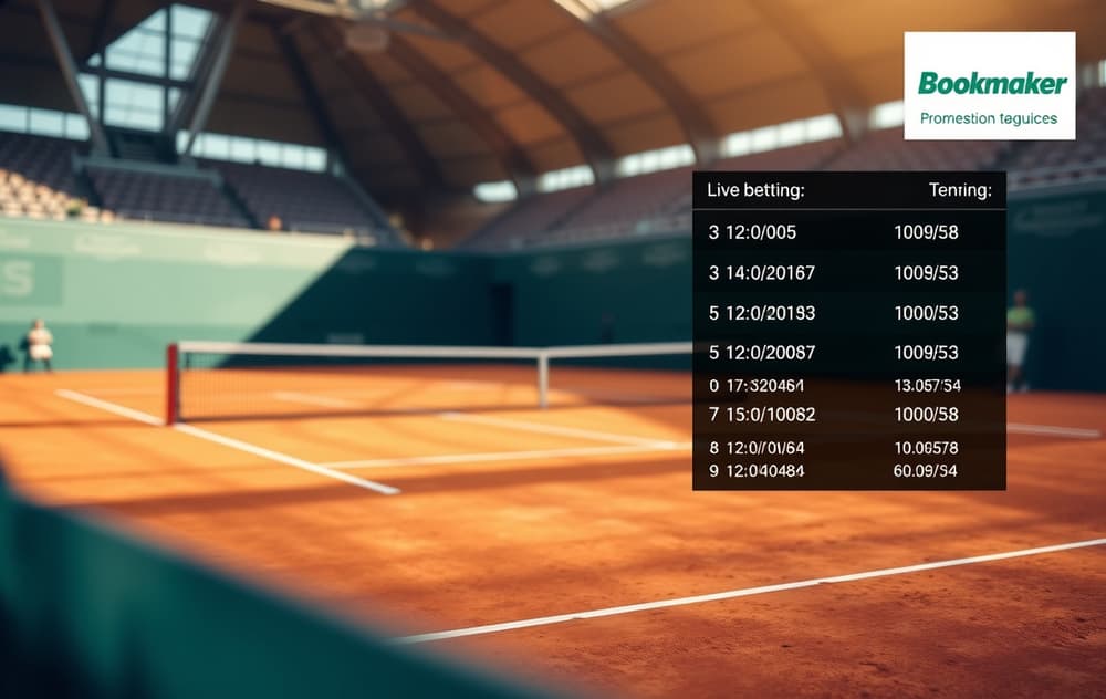 Tennisbane med odds-overlay for live betting